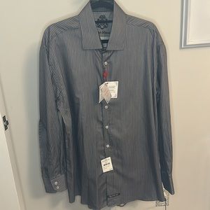 NWT English Laundry Blue and White Stripe Shirt, Size 17.5, 34/35